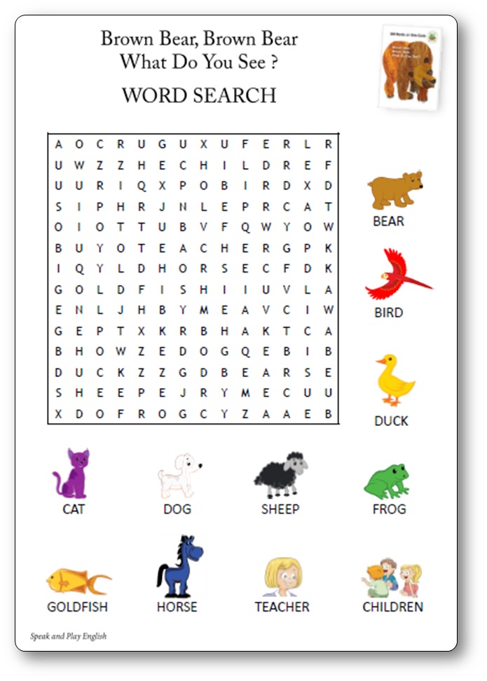 Word Search "Brown Bear, What Do You See ?"