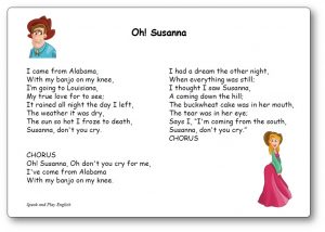 Oh Susanna Nursery Rhyme Lyrics