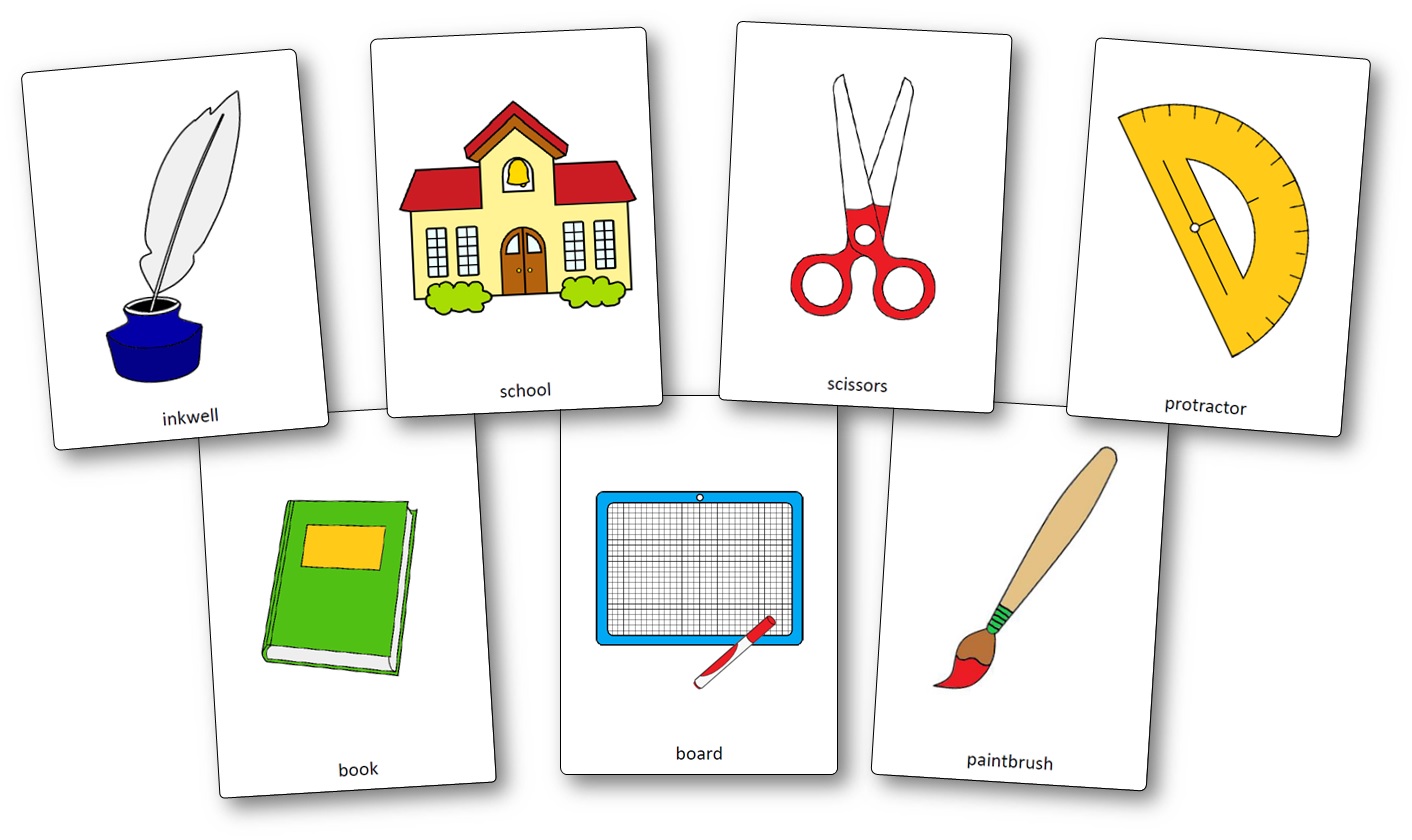 Classroom Objects Flashcards - Free Printable Flashcards - Speak In Queue Cards Template