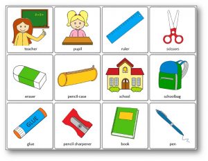 Classroom Objects Memory Game - Free Printable - Speak and Play English