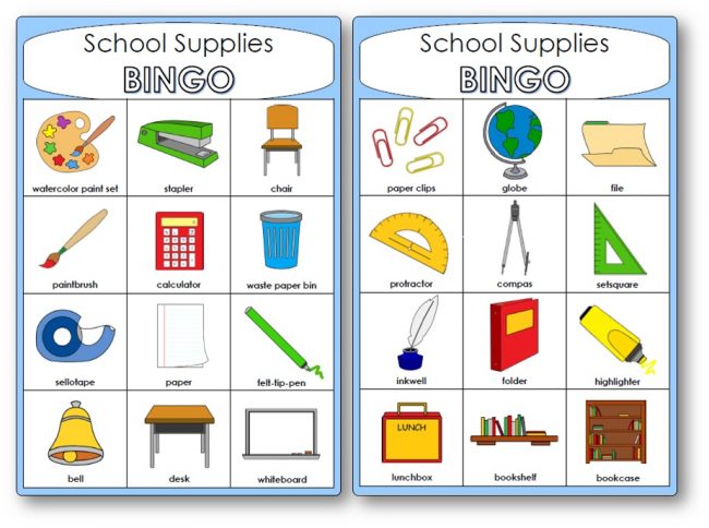 classroom-objects-bingo-for kindergarten Classroom Objects Bingo for Kindergarten
