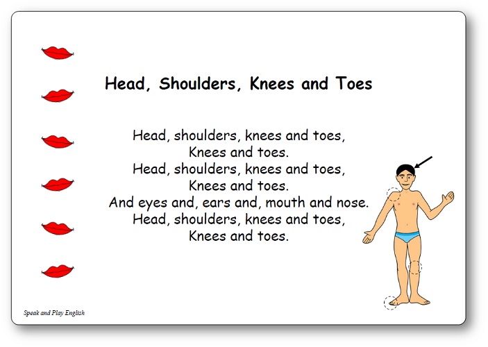 Head, Shoulders, Knees and Toes song lyrics printable 
