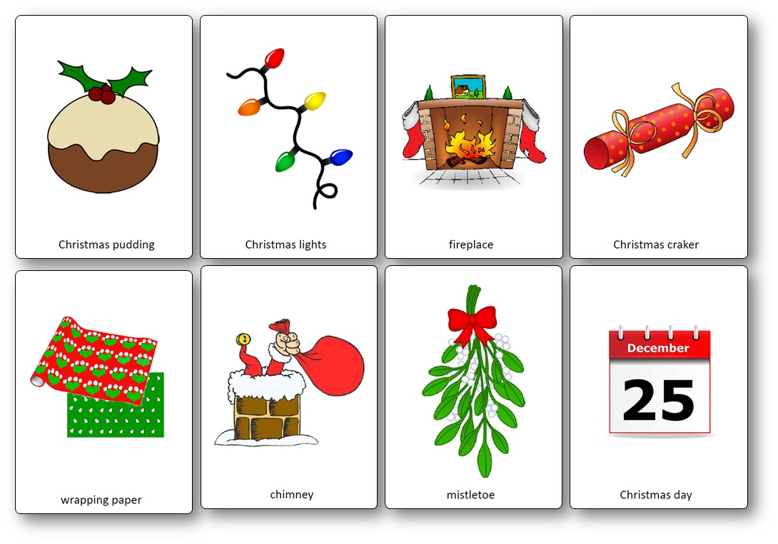 Christmas Flashcards for kindergarten and preschoolers