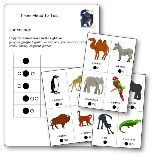 From Head to Toe Animals Pronunciation Literacy Worksheet