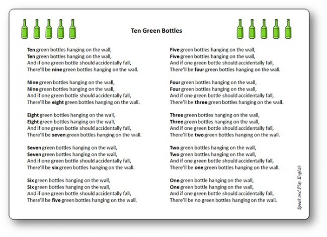 Lyrics-Ten-Green-Bottles-Hanging-on-a-Wall Lyrics Ten Green Bottles Hanging on a Wall