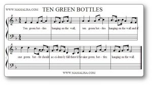 Ten Green Bottles Music Sheet