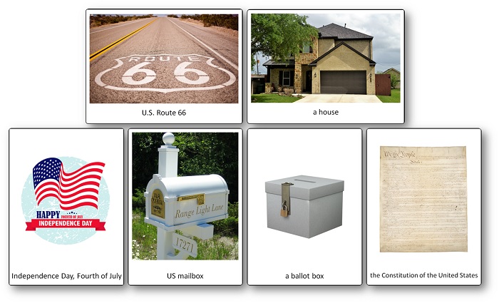 United States Picture Cards: Symbols, Flags, Emblems and Cultural Icons