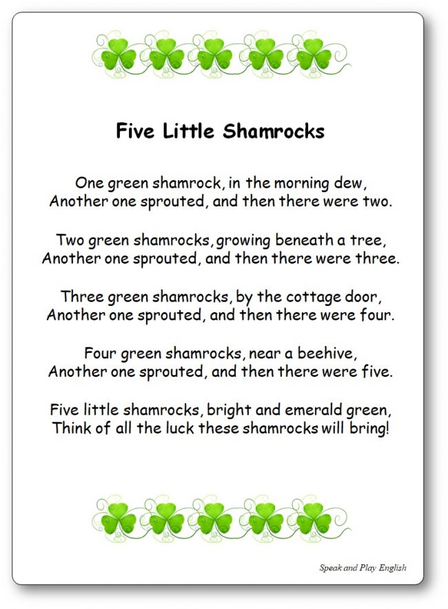 Five-Little-Shamrocks-Song-Lyrics-in-English-and-French Five Little Shamrocks Song