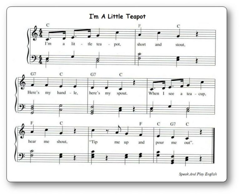 I'm a Little Teapot Nursery Rhyme Song with Lyrics in French and in