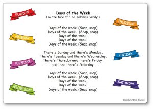 Days of the Week Addams Family French English