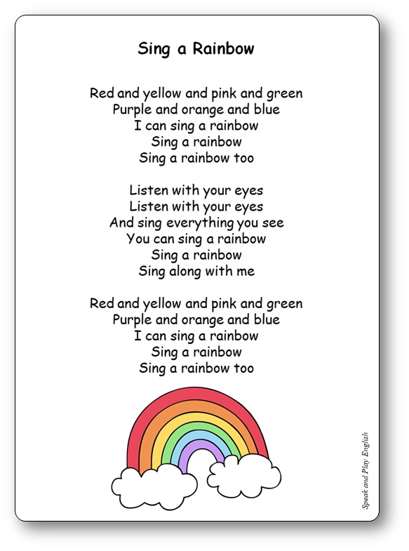I Can Sing a Rainbow Original Lyrics Song