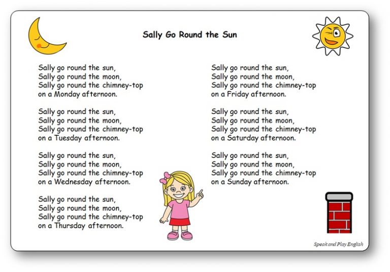 Sally Go Round the Sun Song with Lyrics in French and in English