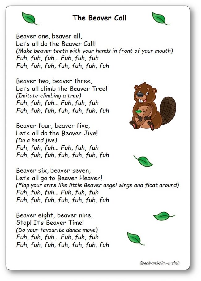 The Beaver Call Lyrics Song Printable