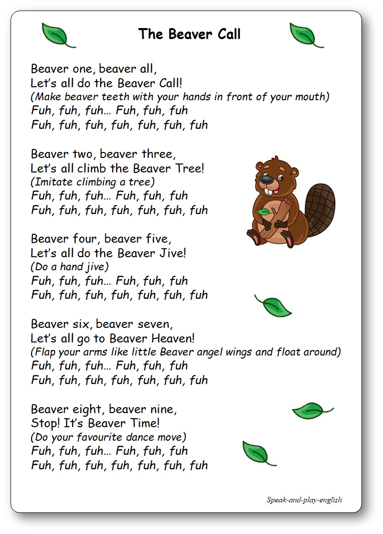 The Beaver Call Lyrics Song Printable, the beaver call song lyrics