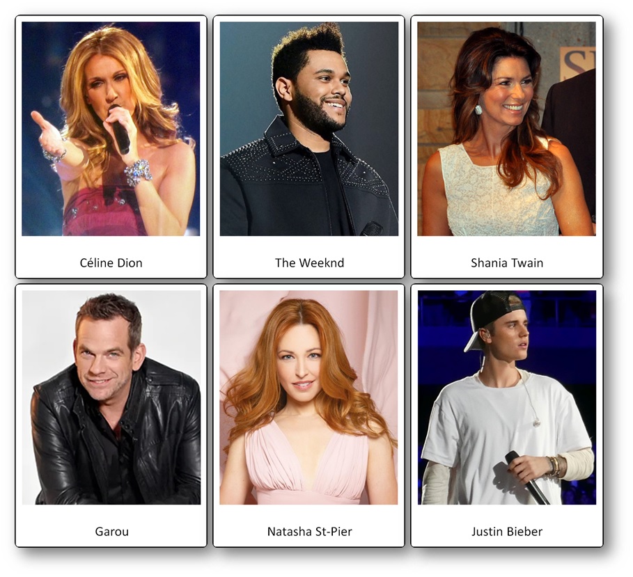 celebrities of Canada vocabulary cards worksheet