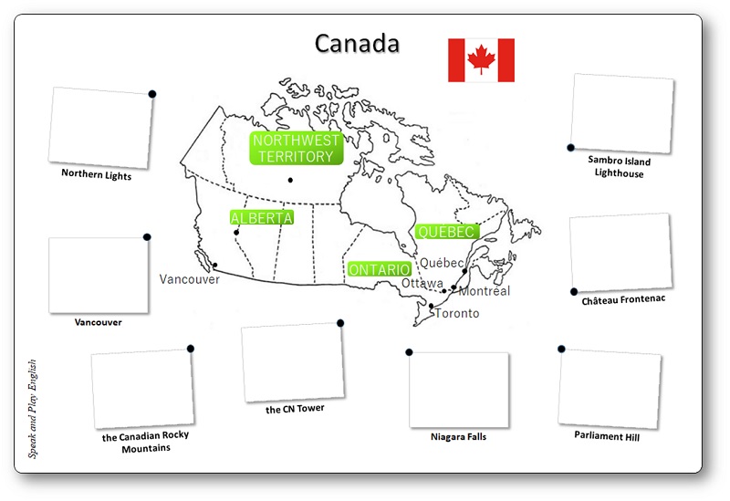 Children's Printable Map of Canada