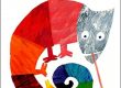 Colourful chameleon illustration from The Mixed-Up Chameleon by Eric Carle - ESL resource for teaching animal vocabulary and identity